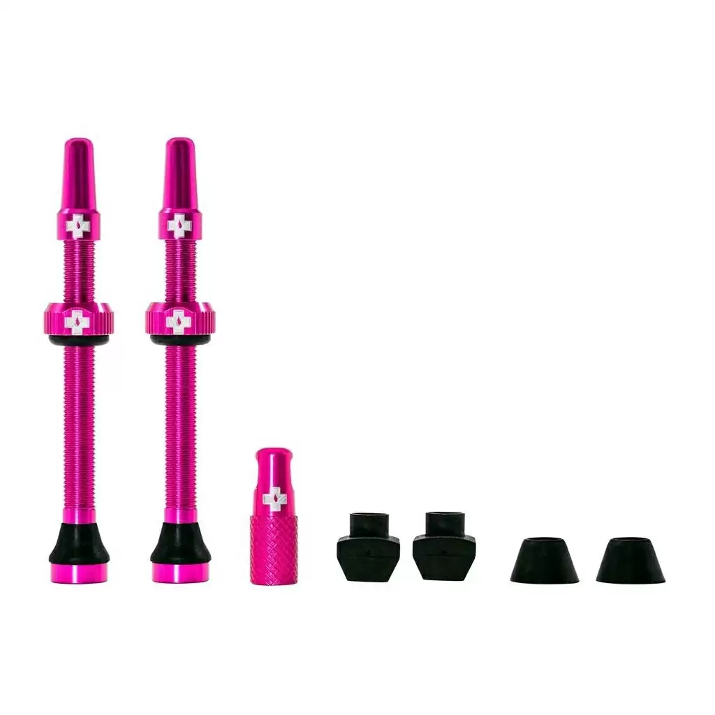 Juego de válvulas de aleación tubeless Presta 60mm rosa - image