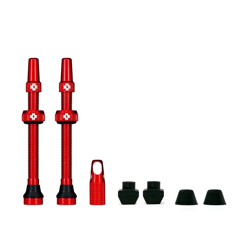 Tubeless alloy valve set  Presta 60mm red