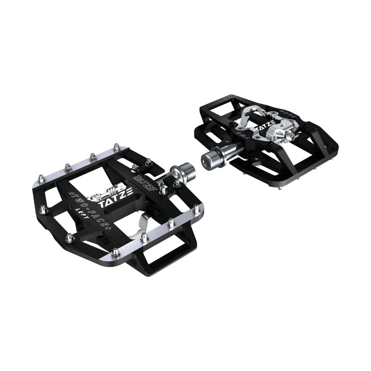 MTB Flat/SPD Pedals TWO-FACE Aluminum Black