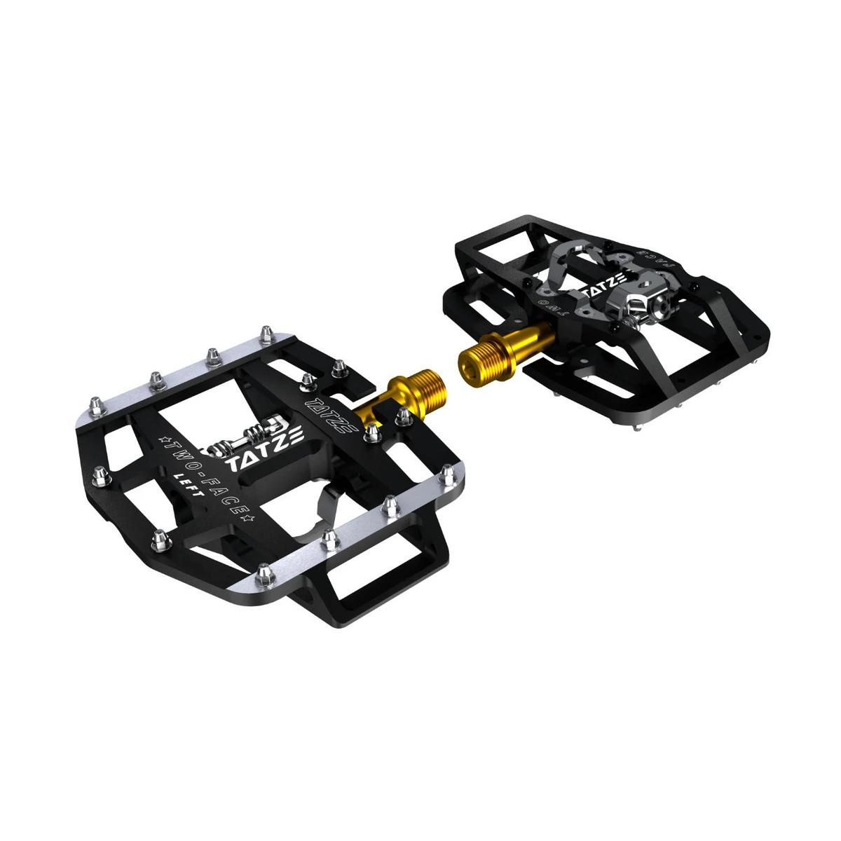 MTB Flat/SPD Pedals TWO-FACE Titan Aluminum Black