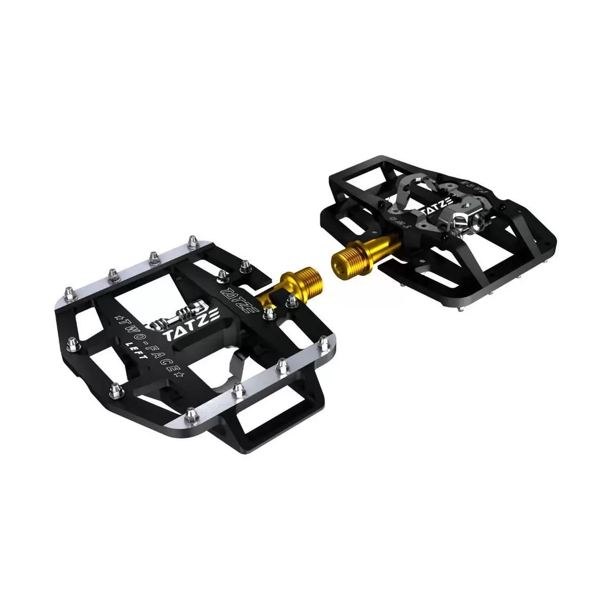 MTB Flat/SPD Pedals TWO-FACE Titan Aluminum Black - image