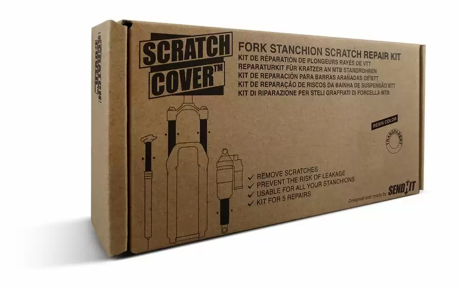 Kit for repairing scratches on fork, shock and dropper post stanchions. Transparent Resin #5