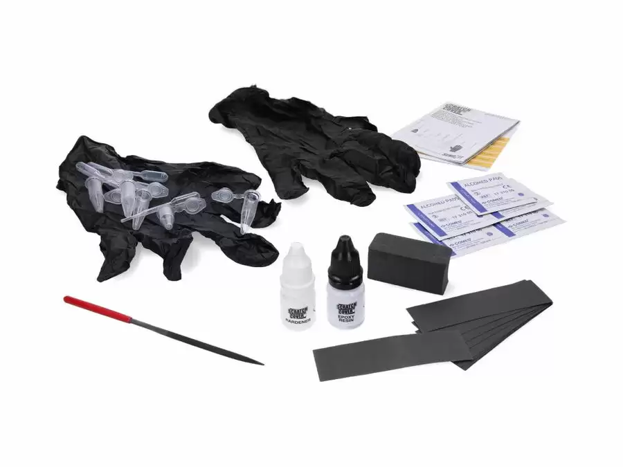 Kit for repairing scratches on fork, shock and dropper post stanchions. Transparent Resin #2