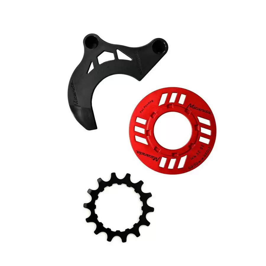 chainguard-set for e-bike incl. chainring 14 teeth and chainguide for Bosch GEN2, red - image