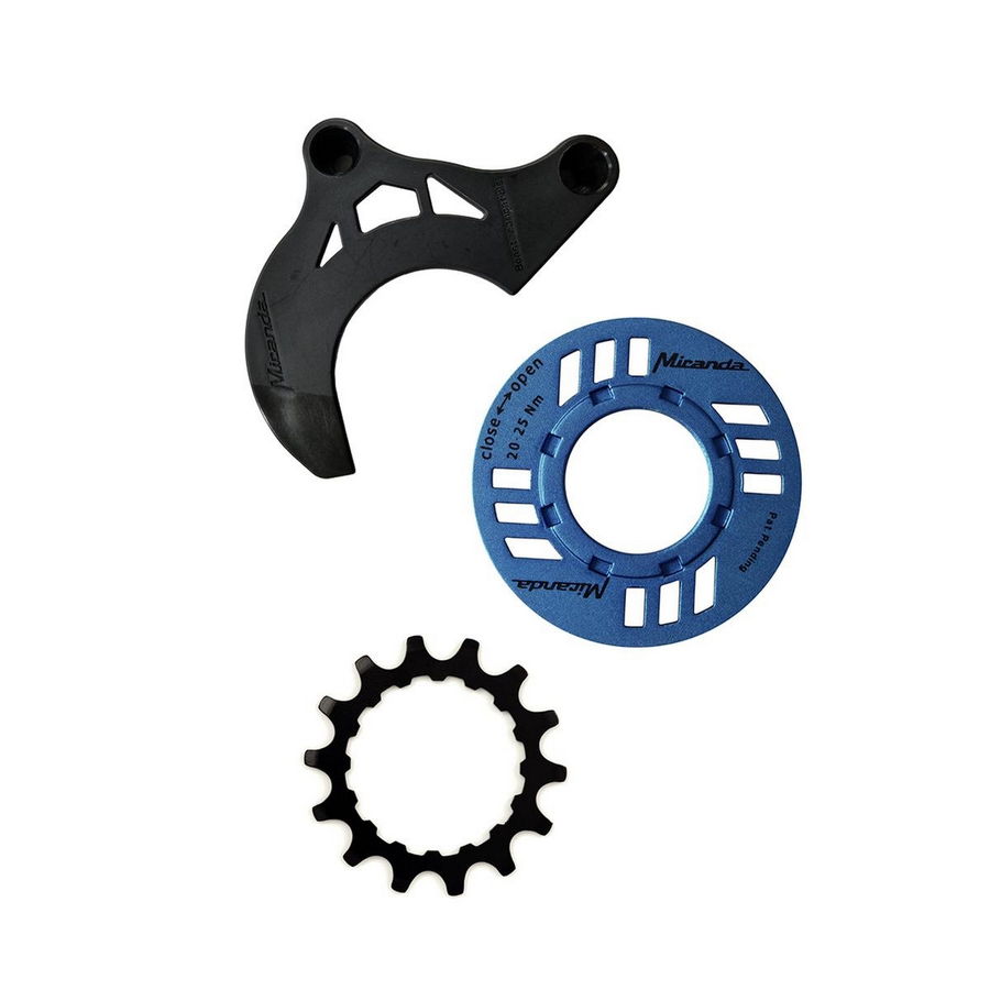 chainguard-set for e-bike incl. chainring 14 teeth and chainguide for Bosch GEN2, blue