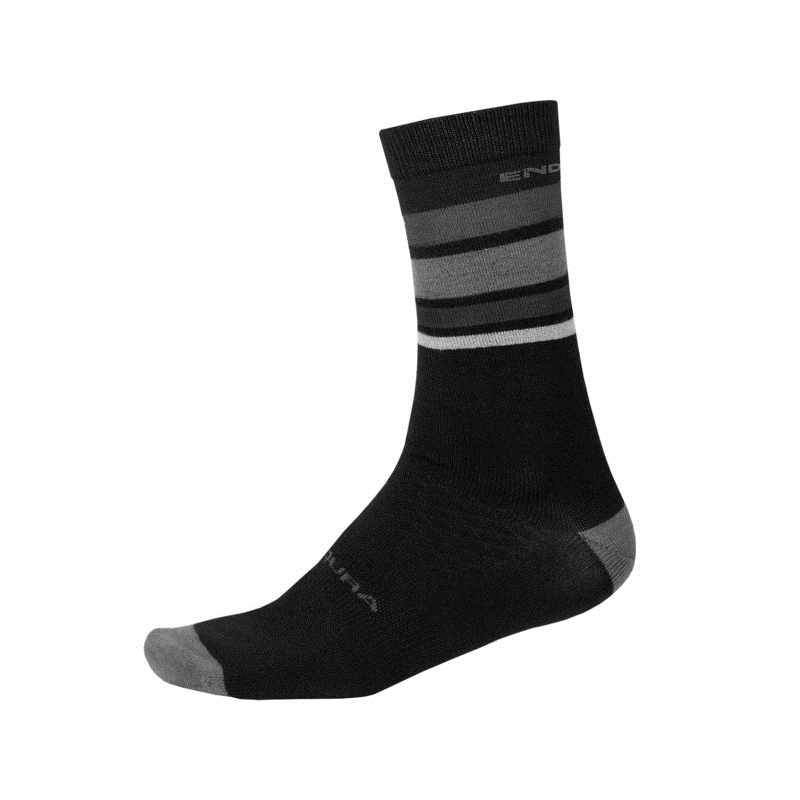 BaaBaa Merino Stripe Socks Matt Black Size L/XL