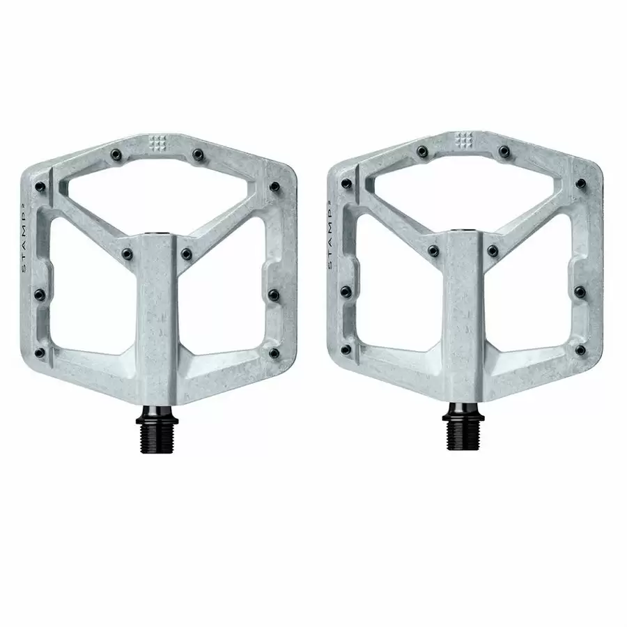 Pair of pedals Stamp 2 Large raw silver V2 - image
