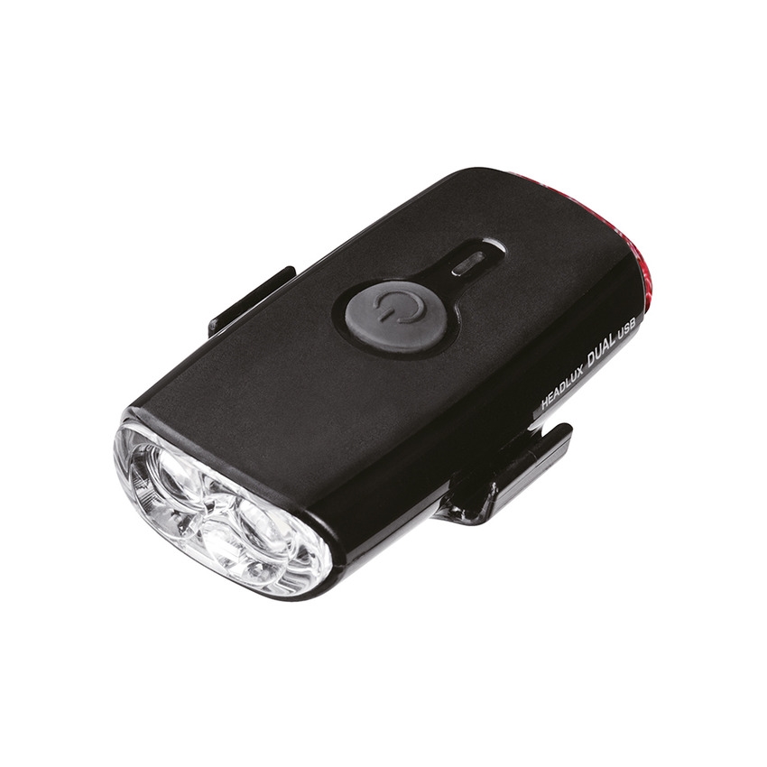 Helm Rot/Weiß LED-Licht HeadLux Dual USB 140 Lumen
