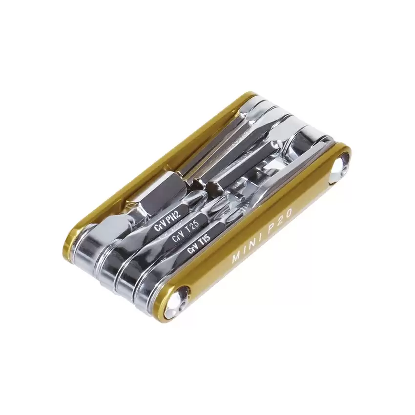 Multitool Mini P20 20 functions Gold with Tool Bag - image