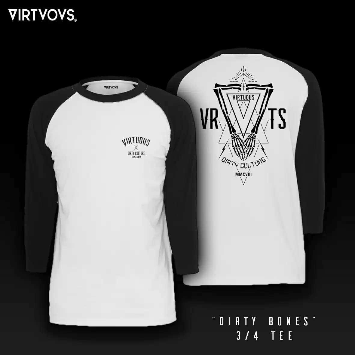3/4 jersey Dirty Bones white size S - image