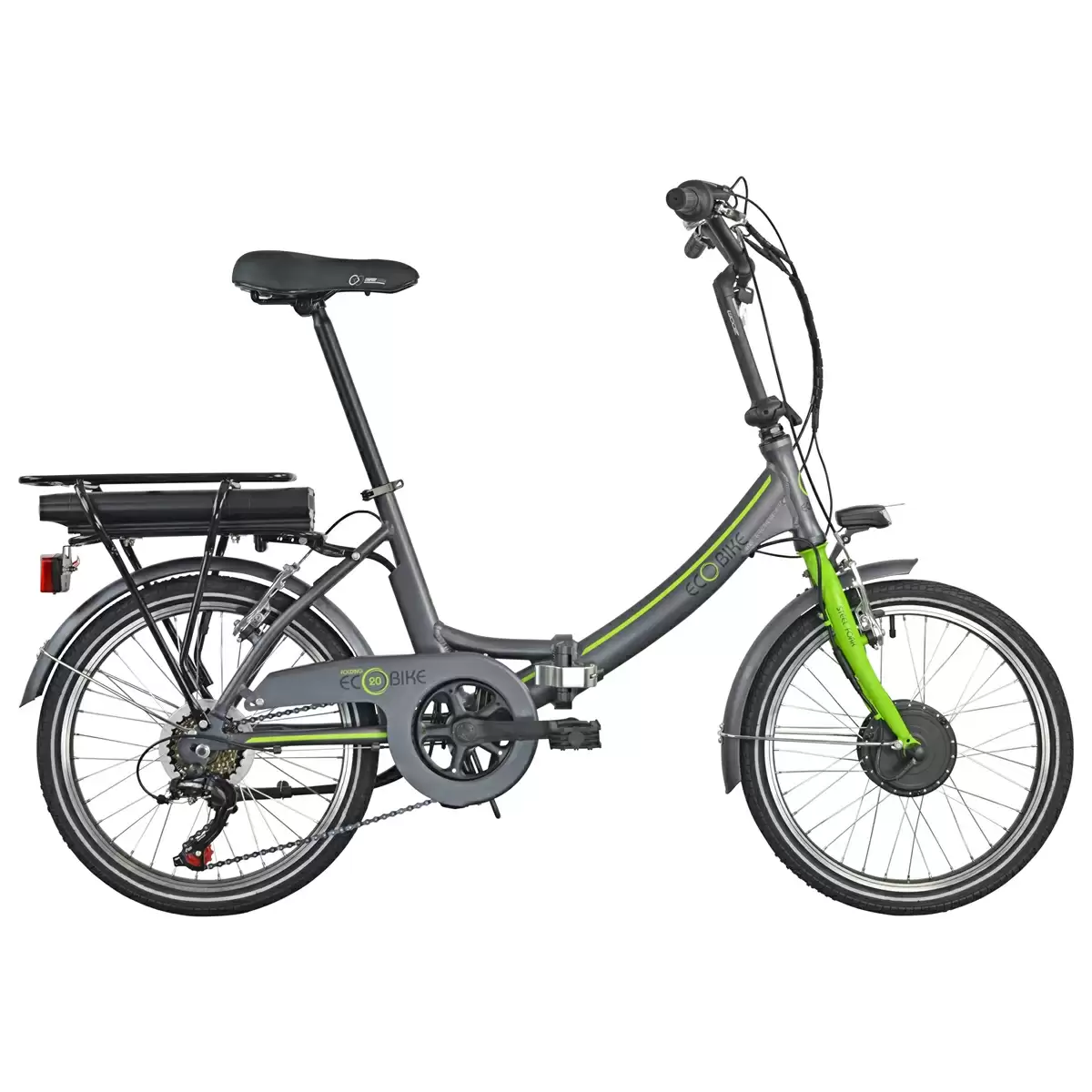 Bici Pieghevole 1281 Folding Ecobike 20'' 6v Bafang Anteriore 374Wh Grigio/Verde 2021 - image