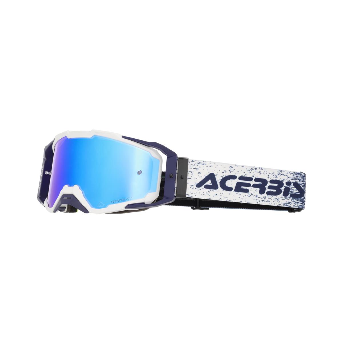 Maschera MTB Vitrion Mirror Bianco/Blu Lente Specchiata