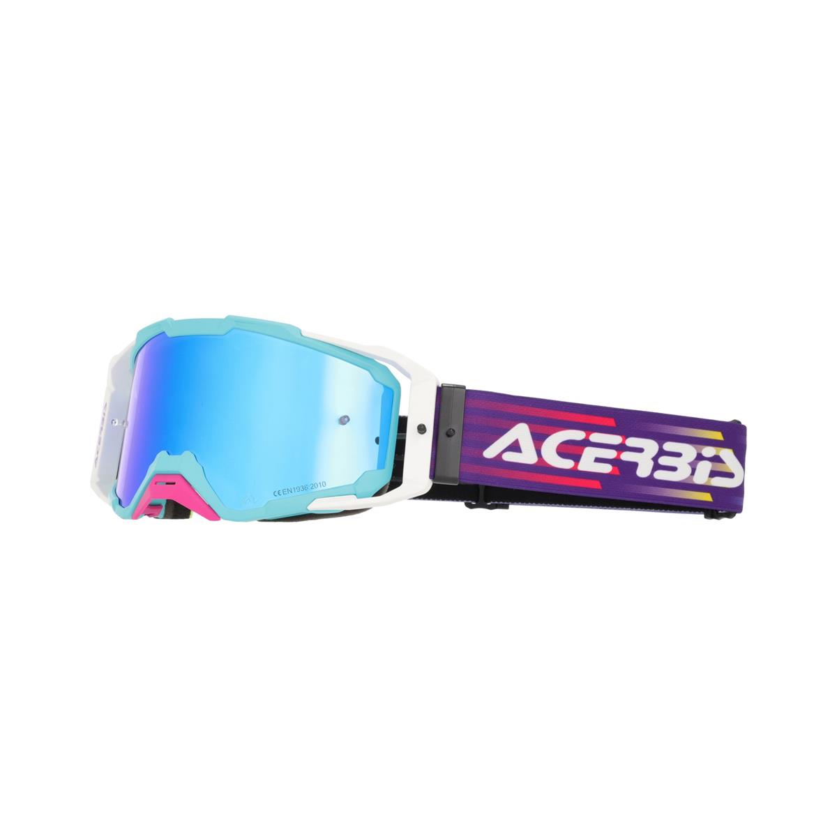 Maschera MTB Vitrion Mirror Azzurro/Bianco Lente Specchiata
