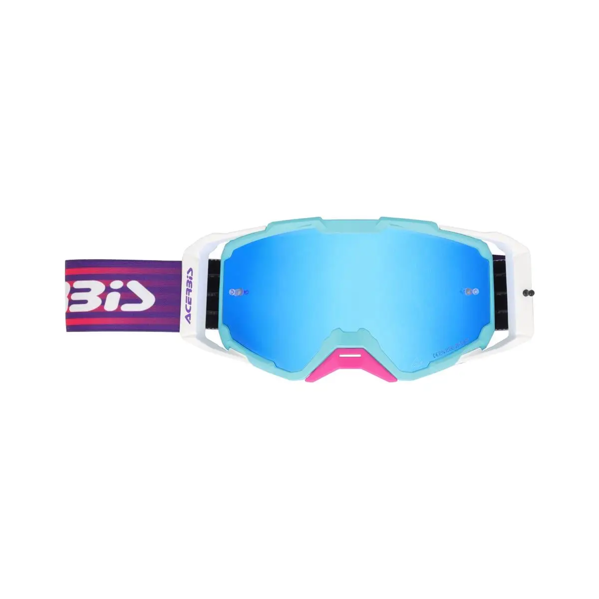 Maschera MTB Vitrion Mirror Azzurro/Bianco Lente Specchiata #1