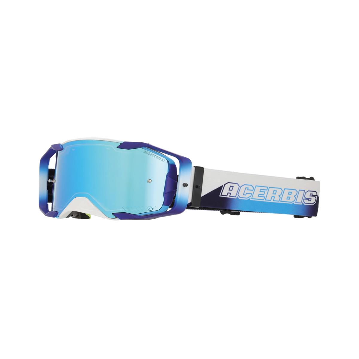 Maschera MTB Vortex Mirror Bianco/Blu Lente Specchiata