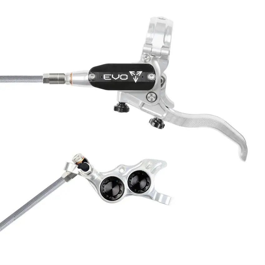 Rear Hydraulic Disc Brake Pair MTB EVO TR4 4 Piston Braided Hose Silver/Black #2