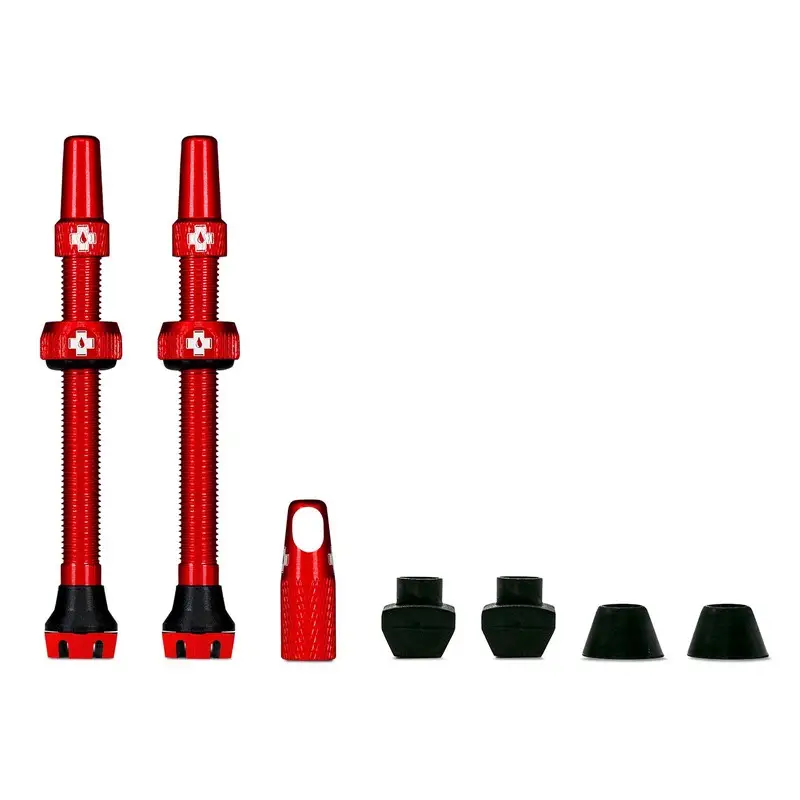 Par de Válvulas Tubeless 60mm V2 Compatível com Inserções Vermelho - image