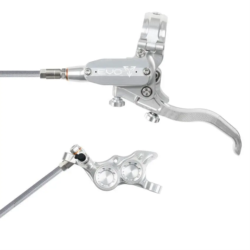 Rear Hydraulic Disc Brake Pair MTB EVO TR4 4 Piston Braided Hose Silver #2