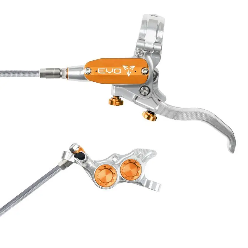 MTB Hydraulic Disc Brake Front EVO TR4 4 Piston Braided Hose Silver/Orange - image
