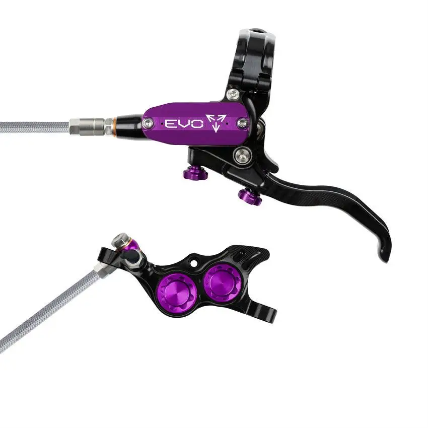 MTB Hinterrad Hydraulische Scheibenbremsen EVO TR4 4-Kolben Stahlflexleitung Schwarz/Violett #2
