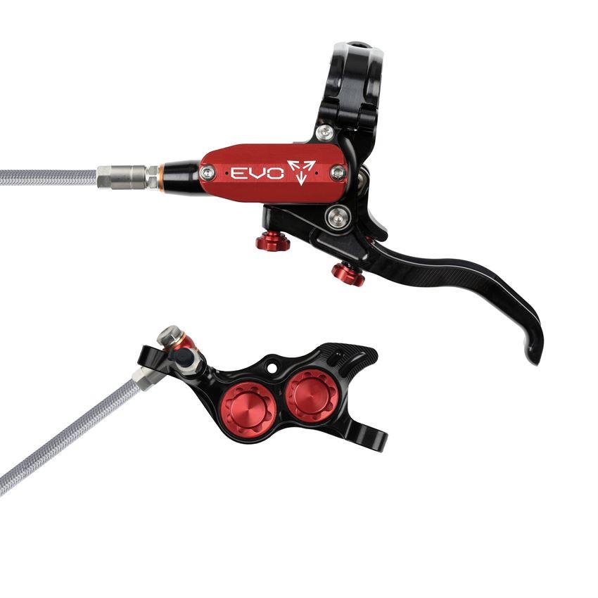 MTB Hydraulic Disc Brake Front EVO TR4 4 Piston Braided Hose Black/Red
