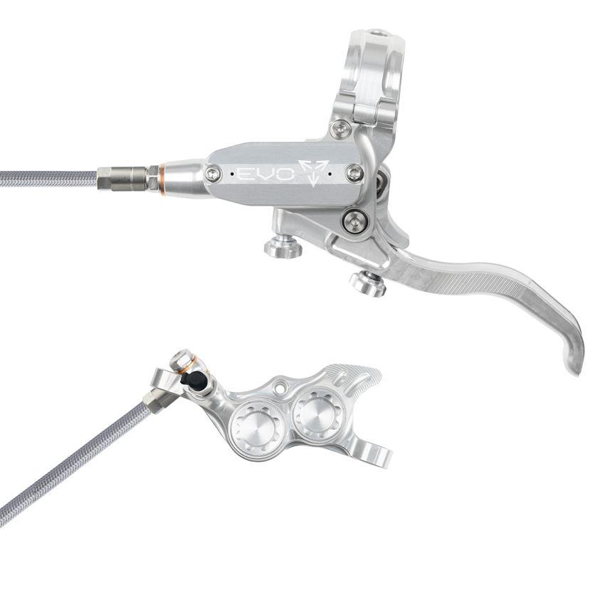 MTB Hydraulic Disc Brake Front EVO TR4 4 Piston Braided Hose Silver