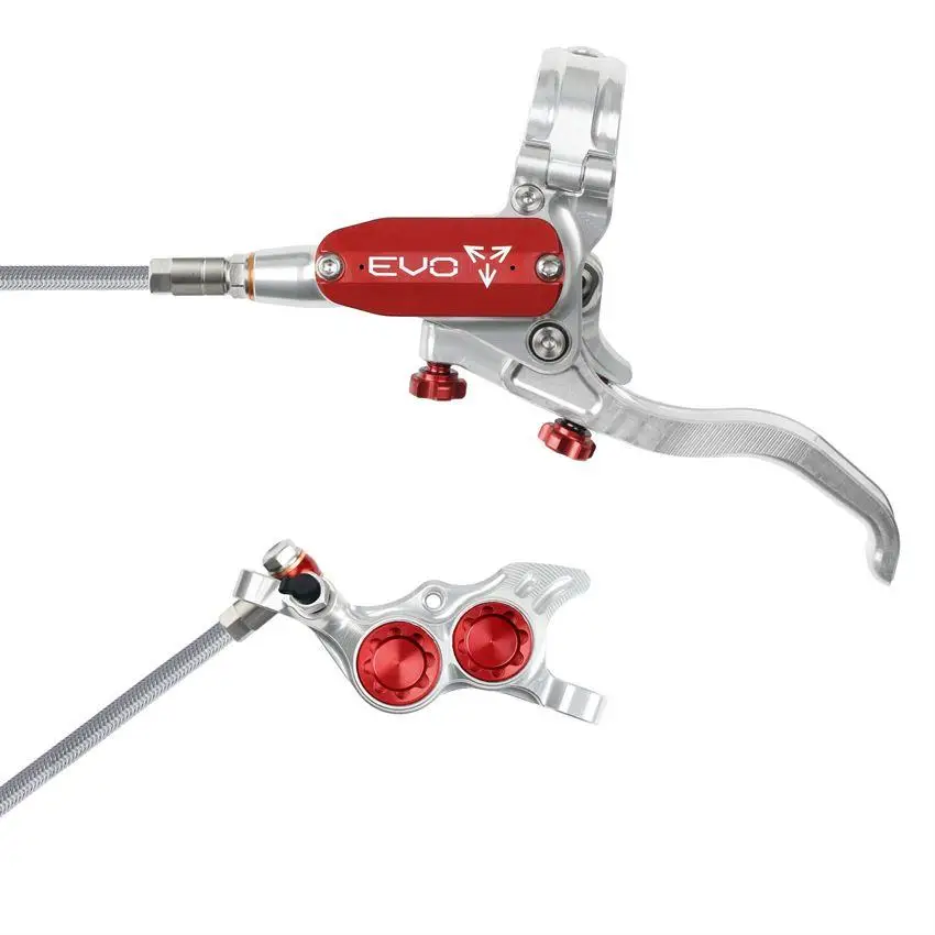 MTB Hydraulic Disc Brake Front EVO TR4 4 Piston Braided Hose Silver/Red - image
