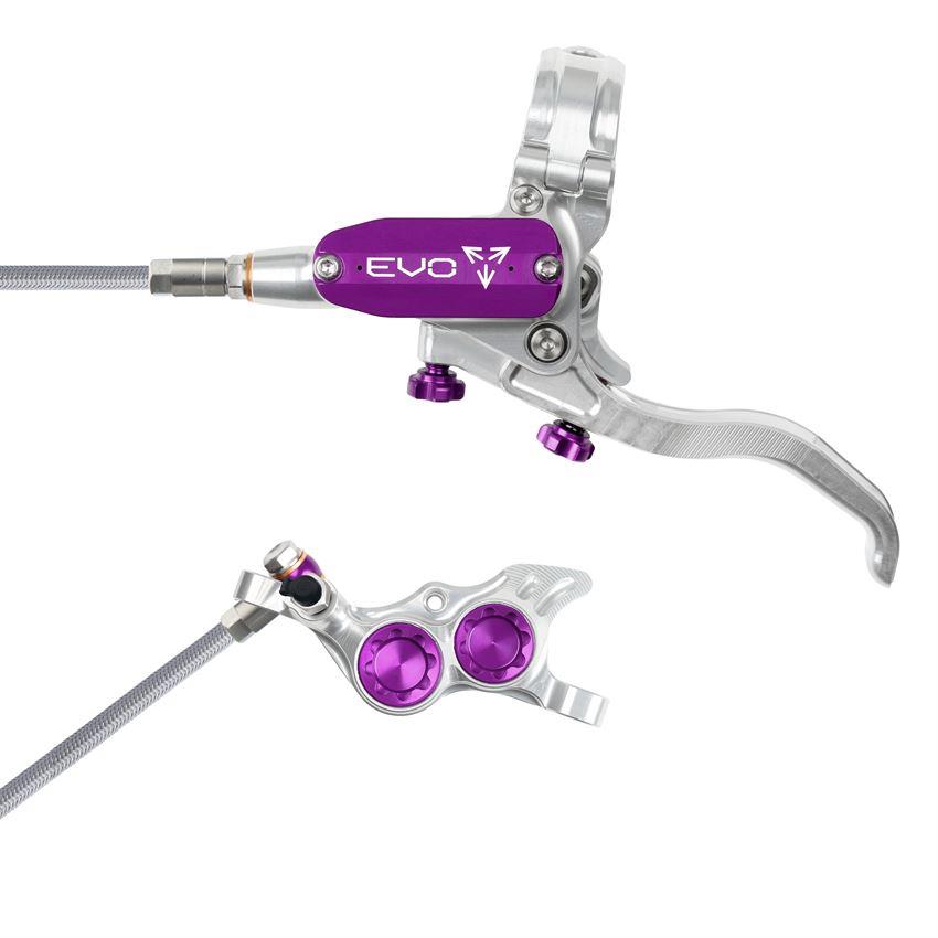 MTB Hydraulic Disc Brake Front EVO TR4 4 Piston Braided Hose Silver/Purple