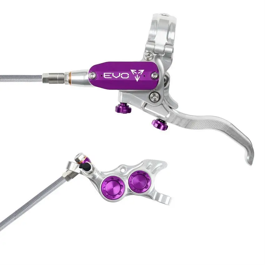 MTB Hydraulic Disc Brake Front EVO TR4 4 Piston Braided Hose Silver/Purple - image