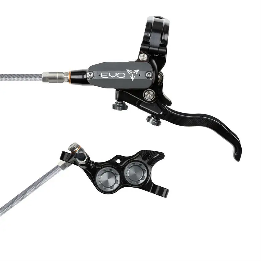 Rear Hydraulic Disc Brake Pair MTB EVO TR4 4 Piston Braided Hose Black/Grey #2