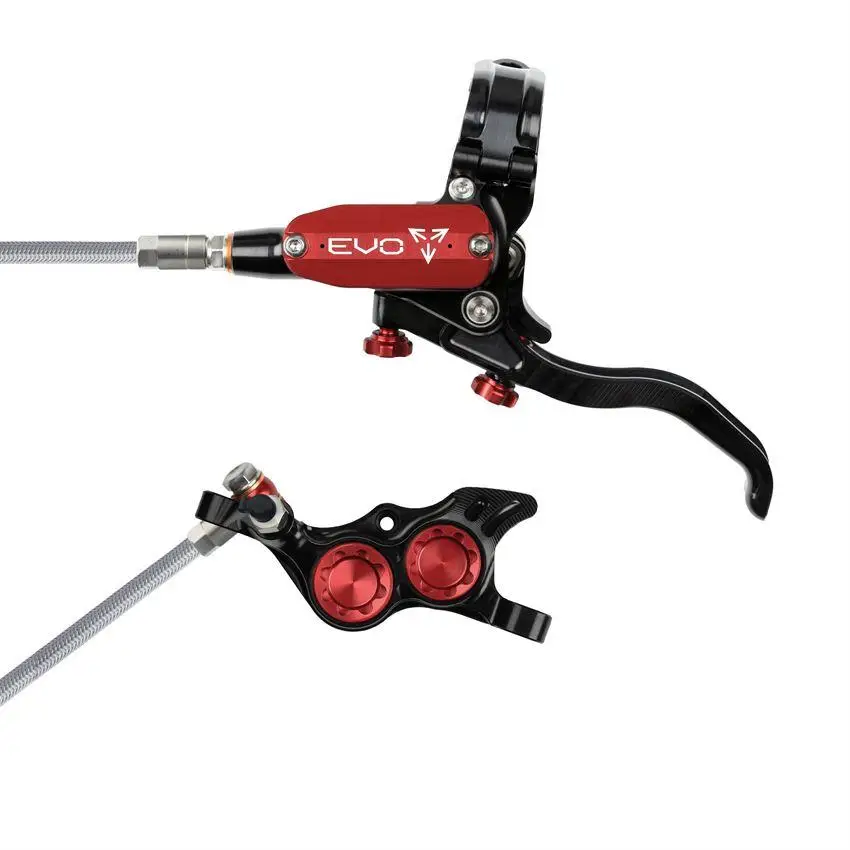 Rear Hydraulic Disc Brake Pair MTB EVO TR4 4 Piston Braided Hose Black/Red #2