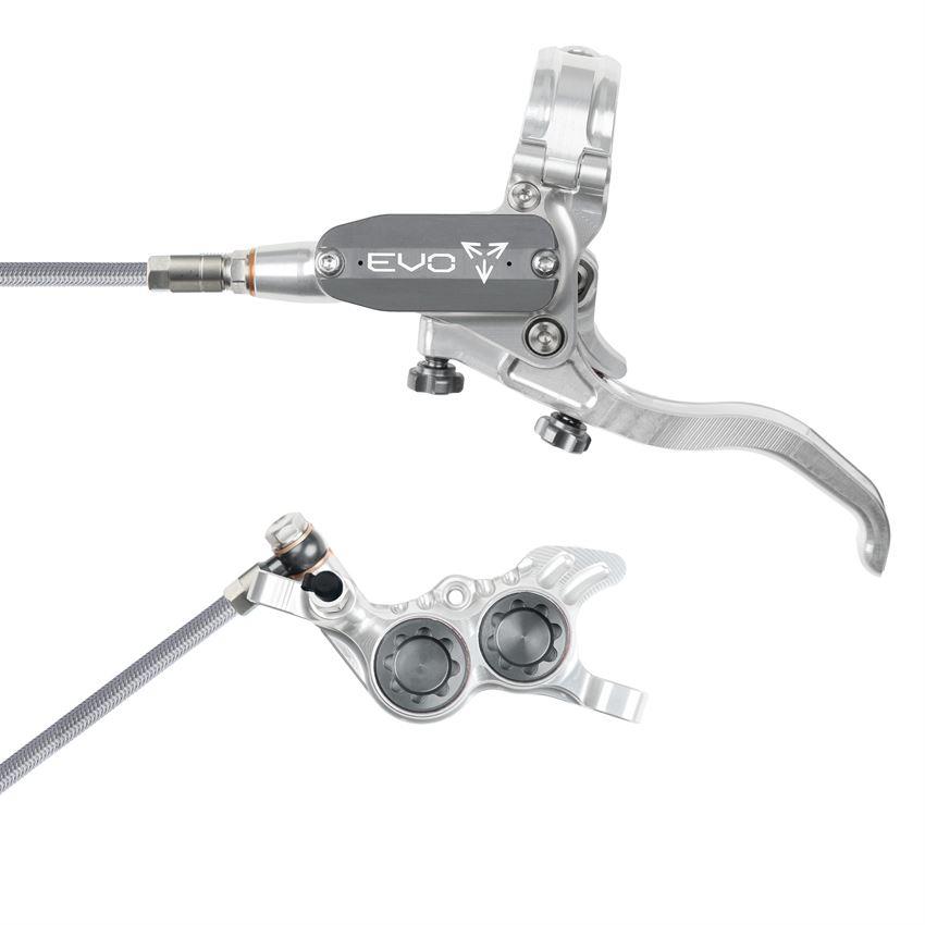 MTB Hydraulic Disc Brake Front EVO GR4 4 Piston Braided Hose Silver/Grey