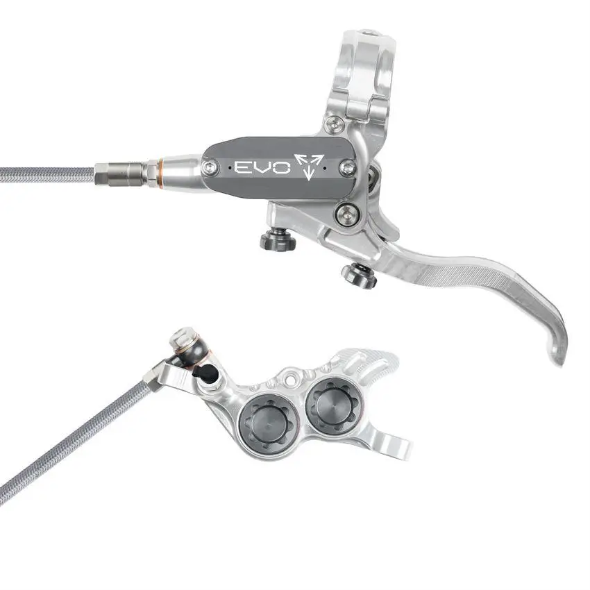 MTB Hydraulic Disc Brake Front EVO GR4 4 Piston Braided Hose Silver/Grey - image
