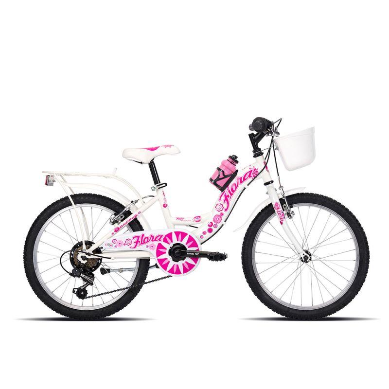 Fahrradmädchen 6-8 Jahre 20 '' Kinderstahl Flora 1V Weiß