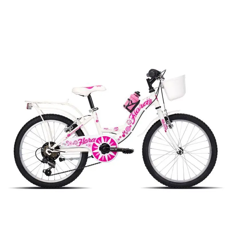 Fahrradmädchen 6-8 Jahre 20 '' Kinderstahl Flora 1V Weiß - image