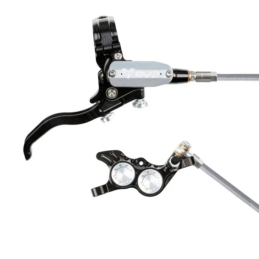 MTB EVO GR4 Hydraulic Disc Brake Pair 4 Pistons Braided Hose Black/Silver #1