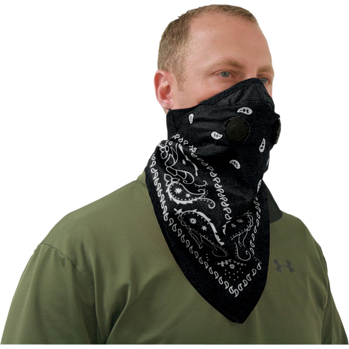 Musck bandana anti-smog bandana preto paisley Pro Series