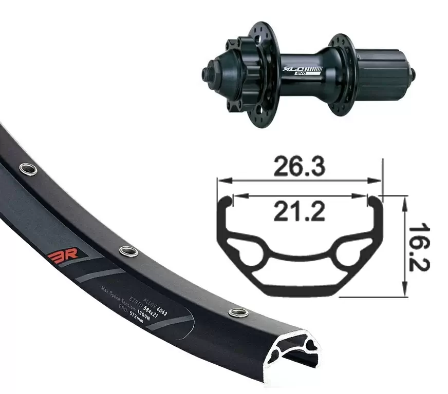 Rear Wheel 26'' 21mm 32H Rodi Black Rock 6-Hole Disc Brake Quick Release 8-10s Black - image