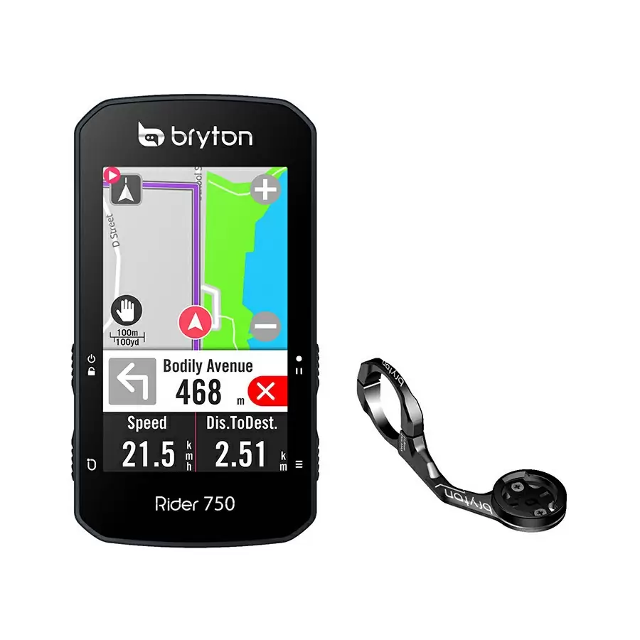 Ordinateur de vélo GPS Rider 750E + support avant en alliage #1