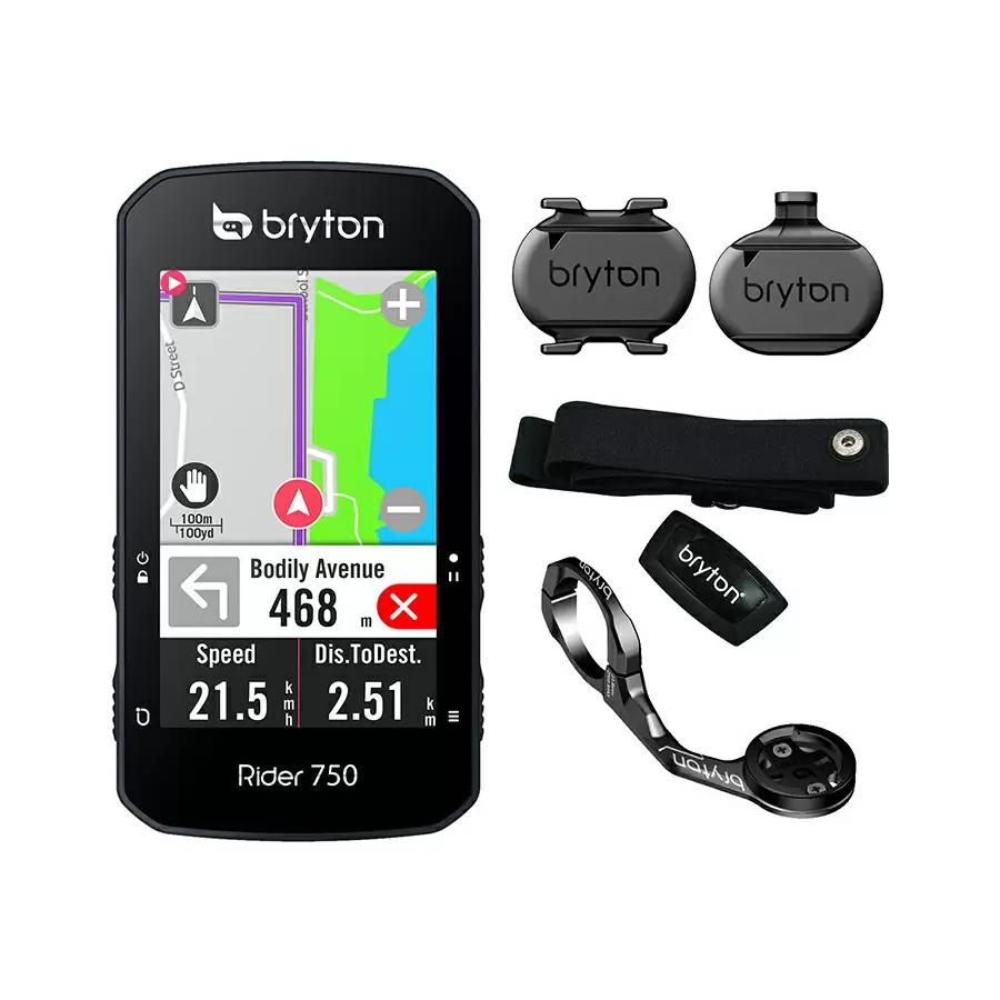 GPS-Fahrradcomputer Rider 750T + Trittfrequenz-/Geschwindigkeitssensoren + Herzfrequenzmesser + Fron #1