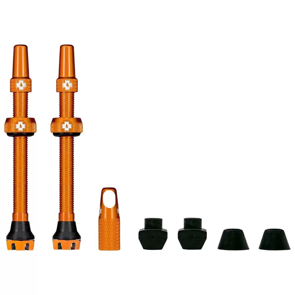 Tubeless alloy valve set  Presta 80mm orange - image