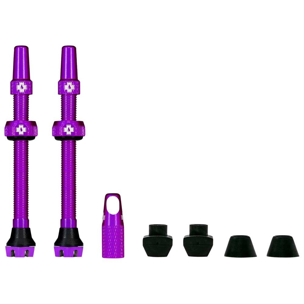 Tubeless alloy valve set  Presta 80mm Purple