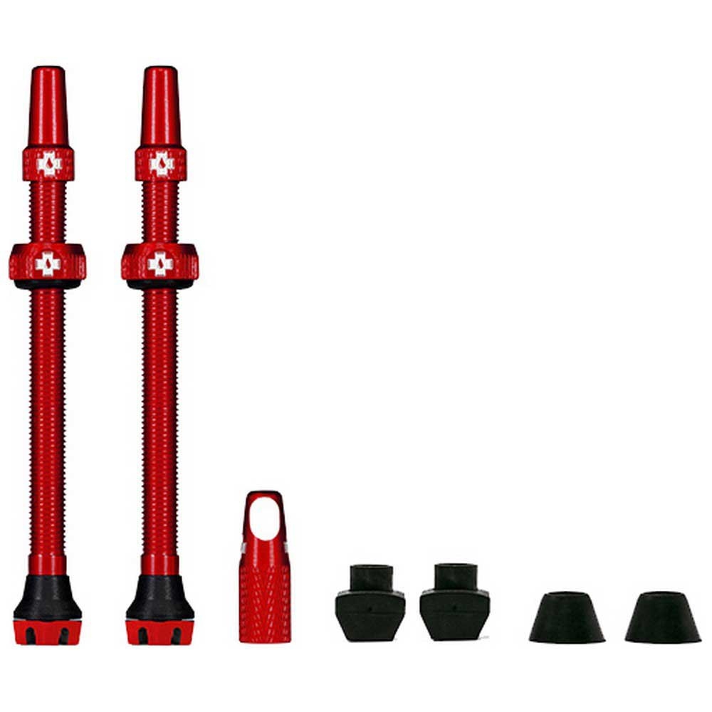 Tubeless alloy valve set  Presta 80mm Red