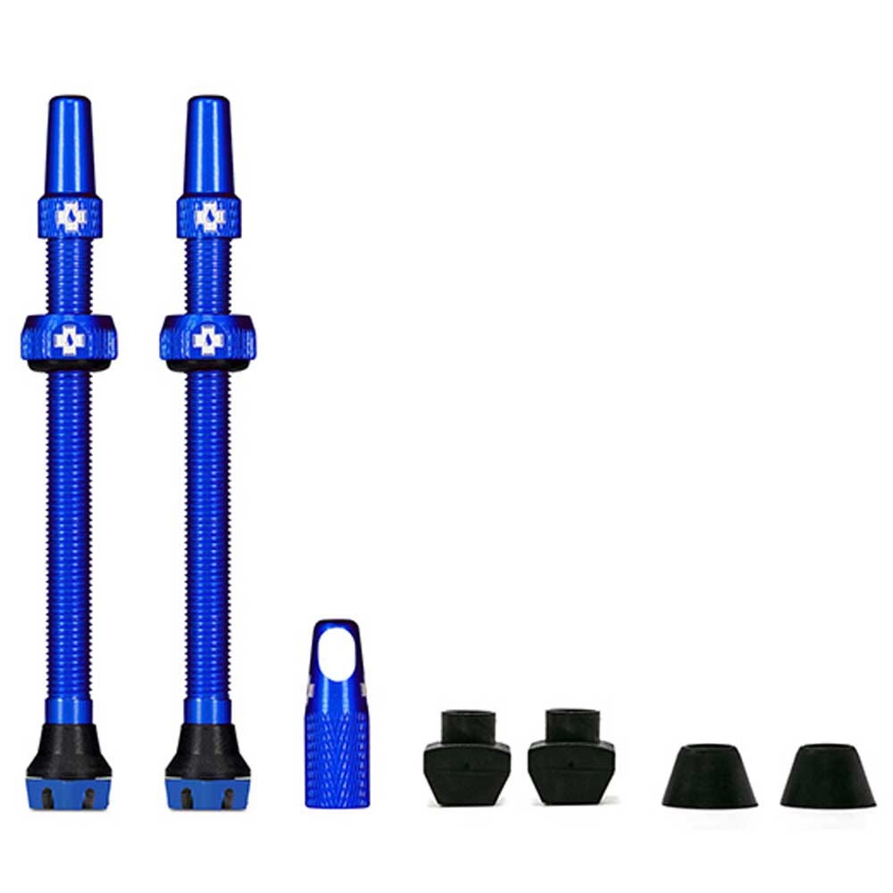 Tubeless alloy valve set  Presta 80mm Blue