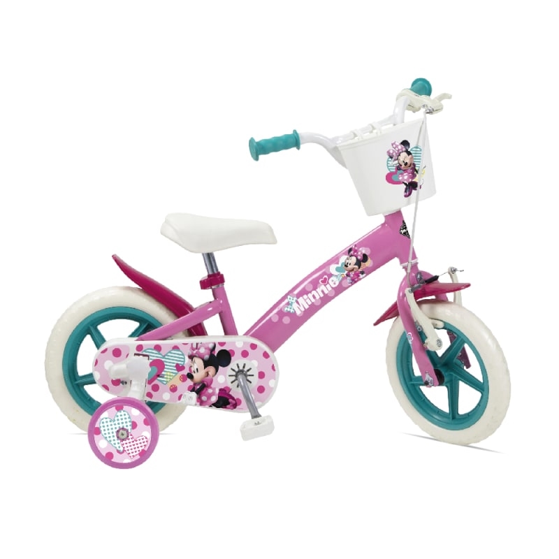 Mädchenfahrrad 3-5 Jahre 12'' Disney Minnie 1 Jahr Rosa/Hellblau
