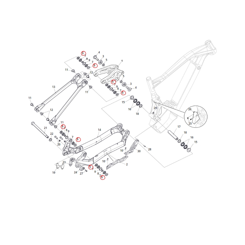 Entretoise de fixation béquille arrière sur culbuteur pour XF1 / XTF / XMF / XEF / XXF