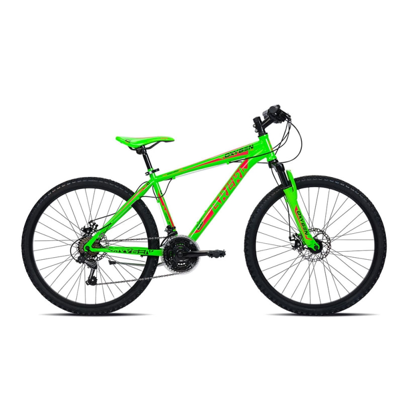 Bicicleta MTB Criança 8-10 Anos 24'' Oxygen 3x7v Verde/Vermelho