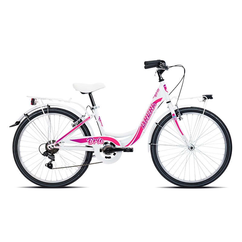 City Bike for Girls 8-10 Years Brio 24'' 6V White/Fuchsia