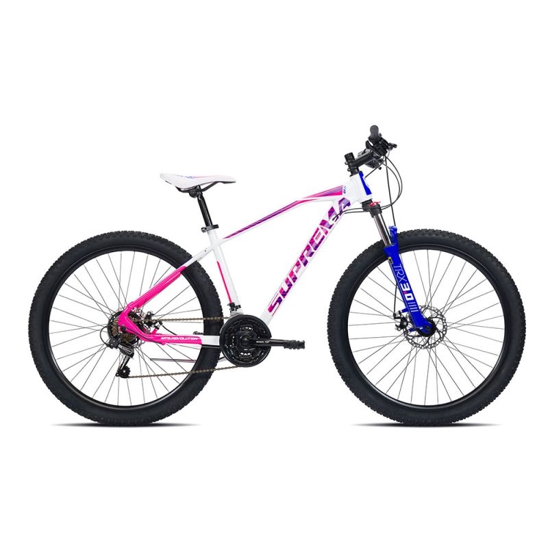 Bicicleta MTB Menina Suprema 27,5'' 3x7v Branco/Cíclamo Tamanho S