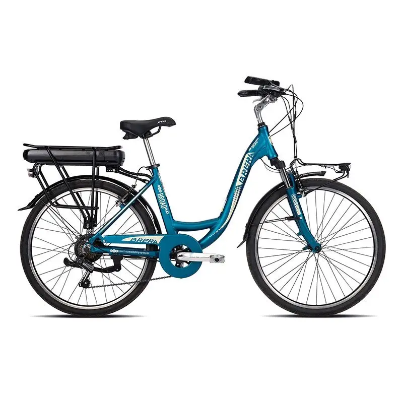 Bicicleta Elétrica Urbana City Broadway Mulher 26'' 7v 504Wh Brushless Azul Petróleo/Creme Tamanho Ú - image